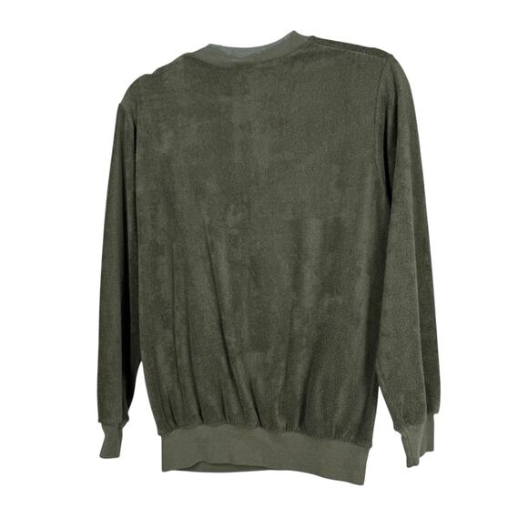 VTG Sweatshirt Womens Small Green Velour Saturday Pullover DODTEX tag - Picture 7 of 9